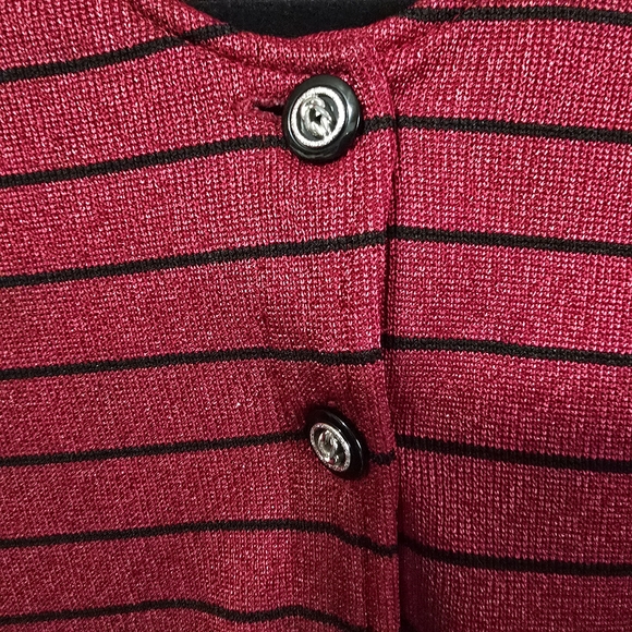 Red Striped Button-Up Cardigan - Picture 6 of 8